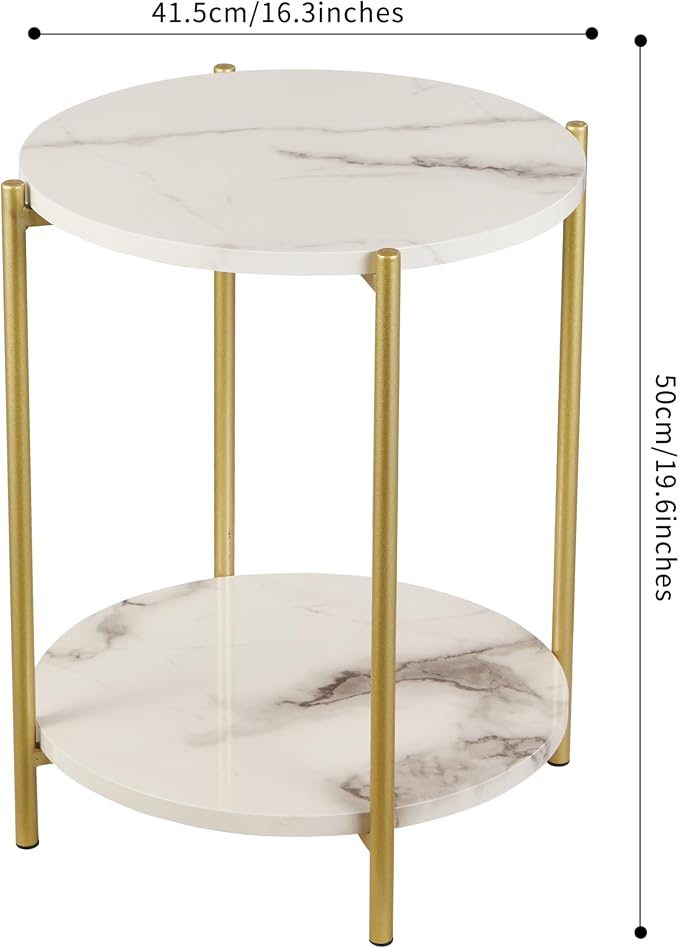 Gawicpy 2 Tier Round Side Table, Folding End Tables Coffee Table Simplistic - Image 3