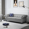 AVZEAR Chesterfield Leather Sofa 3 Seater Couch, Mid-Century Large Sofa Roll by AVZEAR