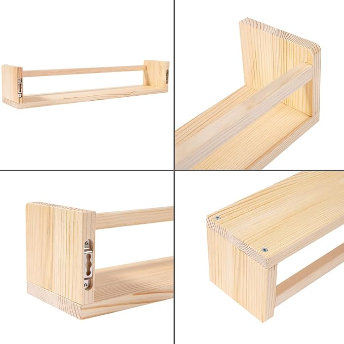 AZSKY Nursery Book Shelves 24 Inch Rustic Natural Wood Floating Shelves - Image 8
