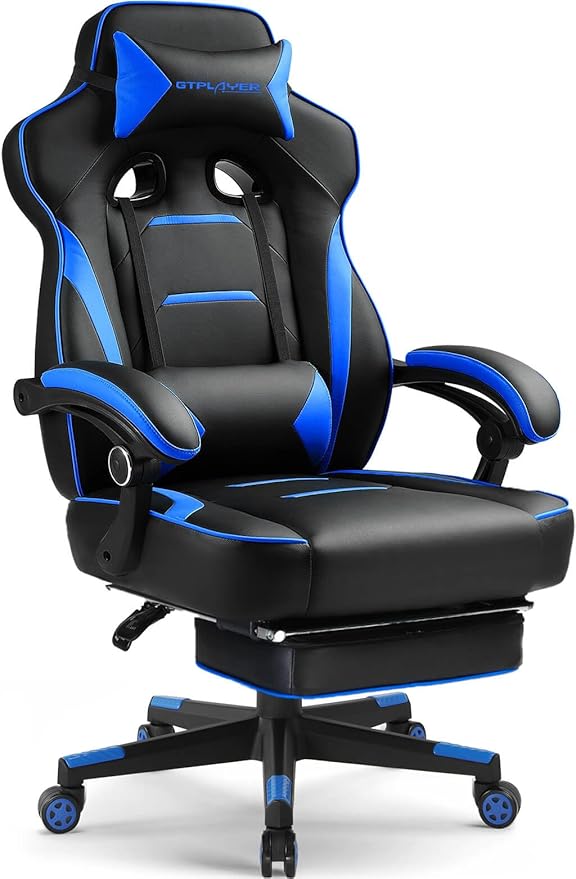 GTPLAYER Gaming Chair with Footrest, Big and Tall Game Chair 350lb Racing Style by GTPLAYER