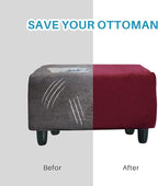 Ottoman Cover, Stretch Rectangle Velvet Ottoman Slipcovers of Foot Stool - Image 5