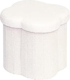 Boucle Storage Ottoman Cube, 13.8" Flower-Shaped Footstool by Unknown
