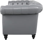 LEVNARY Leather Sofa, Chesterfield Tufted Upholstered 2 Seater Couch, Modern - Image 6
