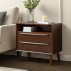 HULALA HOME End Table with Charging Station, Mid-Century Modern 2 Drawer and - Image 7