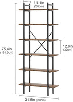 6 Tiers Bookshelf Organizer Industrial Shelf, Modern Open Display Storage - Image 2