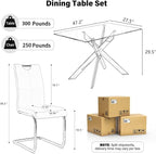 5-Piece Dining Table Set for 4, Modern Rectangular Glass Table - Image 2