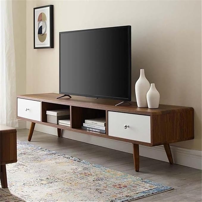 Modway Transmit 70" Media Console Wood TV Stand, 70 Inch, Walnut White - Image 2