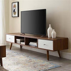 Modway Transmit 70" Media Console Wood TV Stand, 70 Inch, Walnut White - Image 2