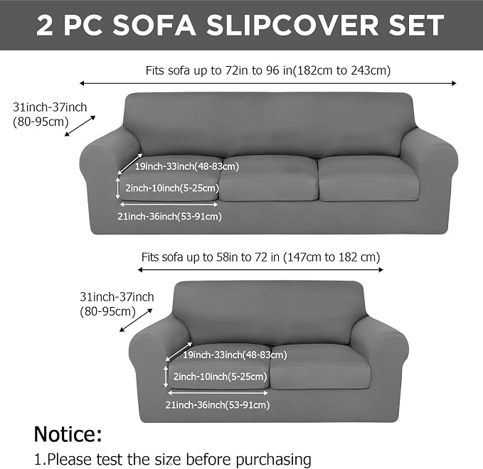 HunnmingRe Sofa Covers for 3 Cushion Couch Stretch Sofa and Loveseat Covers Set - Image 2