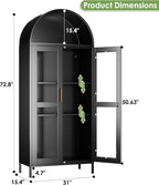 73" Black Metal Arched Display Cabinet - Image 2