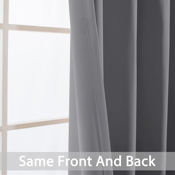Yakamok Grey Room Darkening Window Curtains 42x36 Inch - Image 3