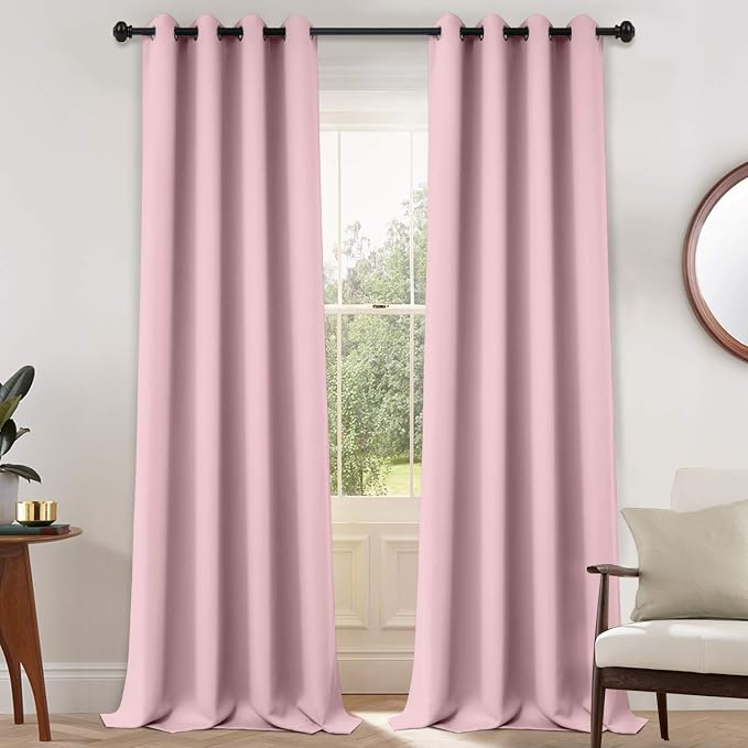 Yakamok Room Darkening Curtains 52x108 inch Long Pink-Living Room | 2 panels by Yakamok