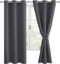 Blackout Curtains for Bedroom, Dark Grey, 42 x 72 Inch, 2 Panels | Thermal by Hiasan