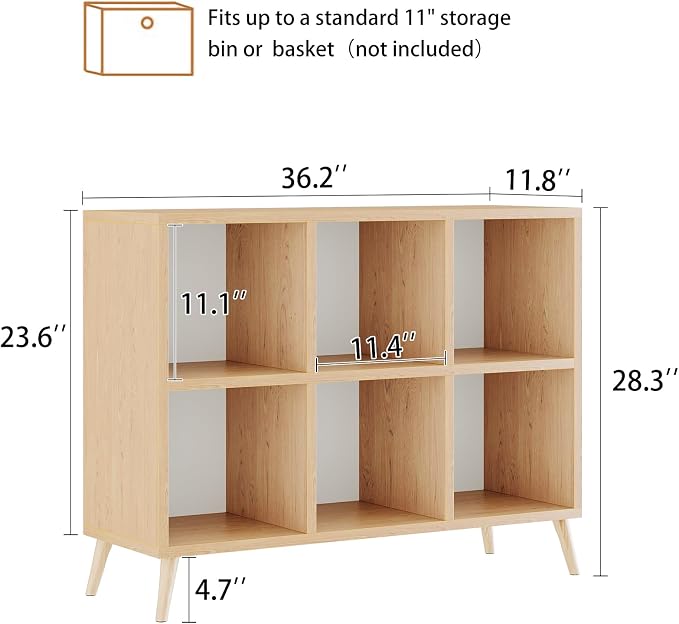 6 Cube Storage Organizer, Wood Bookcase - Image 3