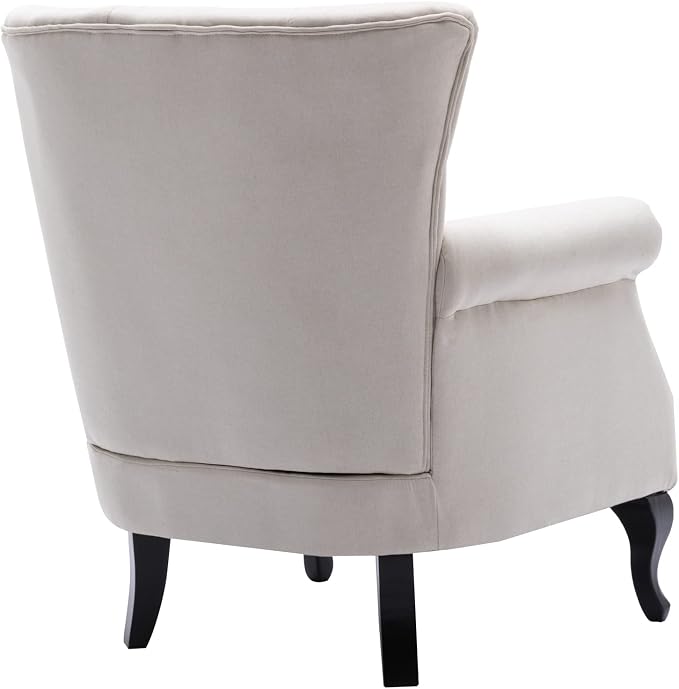 Mid Century Modern Accent Chair Upholstered Armchair Comfy Linen Fabric Single - Image 8