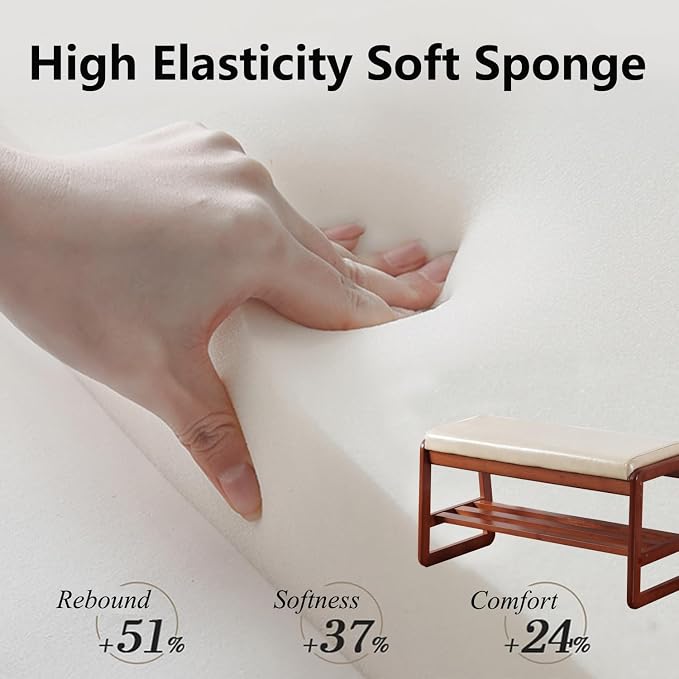 SOBIBO Solid Wood Shoe Bench, 2-Tier Wooden Entryway Bench, Modern Shoe Rack - Image 3