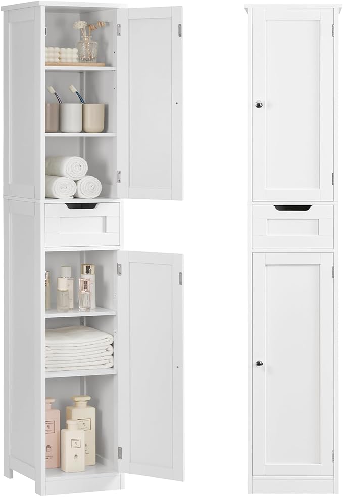 Iwell Tall Bathroom Cabinet, Slim Narrow Bathroom Storage Cabinet by IWELL