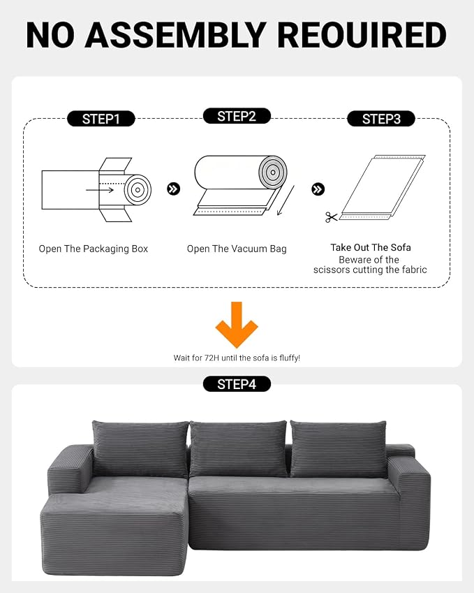 97" Cloud Sectional Couch, Modern Modular Sectional Sofa - Image 4