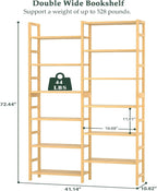 Homykic Double Wide Bamboo Bookshelf, 6-Tier Large Open Bookcase - Image 3