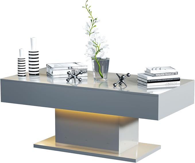 HedoAjim Led Coffee Table for Living Room, Living Room Table Rectangular Center by HedoAjim