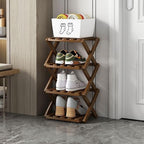 Foldable Shoe Rack, Bamboo Vertical Shoe Organizer Tall by XZXWZX