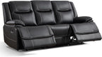ANJ Premium Genuine Leather Manual Reclining Sofa Couch, Overstuffed 3-Seater - Image 8