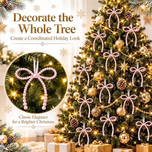 DIYDEC 18PCS Large Christmas Pearl Bow Ornament 7in Tree Topper Decor - Image 4