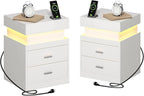 ChooChoo LED Nightstand Set of 2, Smart Night Standwith Charging Station and by ChooChoo