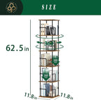 5-Tier Rotating Bookshelf, Freestanding Corner Bookshelf, 360° Spinning - Image 2