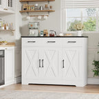 HOSTACK Modern Farmhouse Buffet Sideboard Cabinet, Barn Doors Storage Cabinet - Image 4