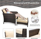 LEVELEVE Balcony Furniture 5 Piece Patio Conversation Set, PE Wicker Rattan - Image 3