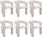 BESTANO Set of 6 Modern Linen Fabric Upholstered Dining Chairs by BESTANO