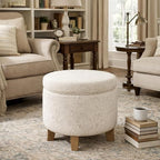 Homepop Home Decor | Upholstered Round Storage Ottoman | Ottoman - Image 2