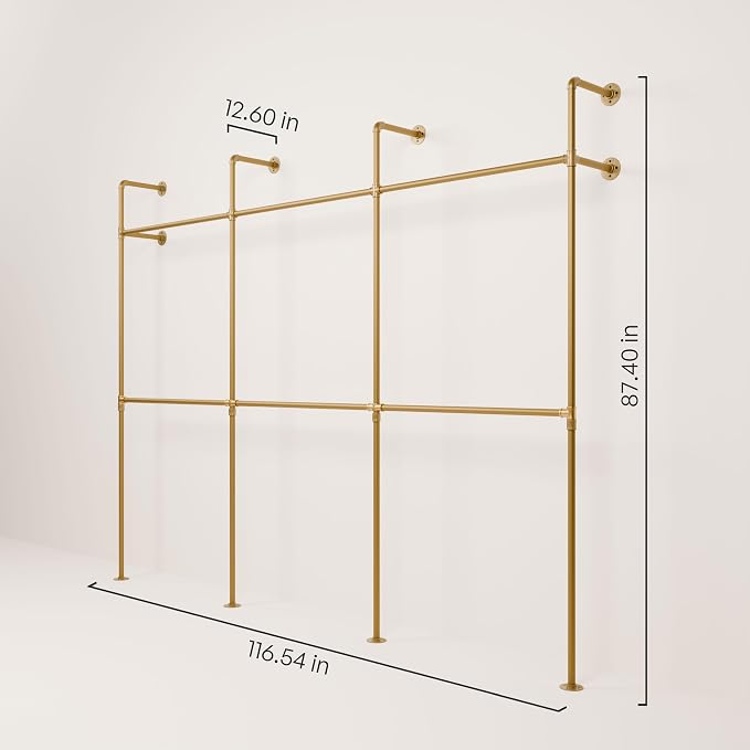 pamo Industrial Pipe Clothing Rack Gold - Image 2