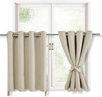 Blackout Curtains for Bedroom, Light Beige, 52 x 30 Inch, 2 Panels | Thermal by Hiasan