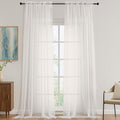 Ivory Sheer Curtains 108 Inches Long 2 Panels Set, Extra Wide Solid Lightweight by OVZME