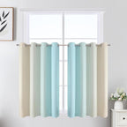 Aqua and Beige Ombre Blackout Curtains - Image 2