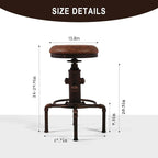 Topower Antique Vintage Industrial Barstool PU Leather Water Pipe Fire Hydrant - Image 3