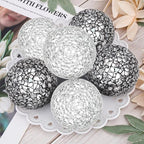 6 Pcs 2.4" Black & Silver Mosaic Glass Decorative Balls for Bowl - Image 4