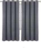 Blackout Curtains 66 x 72 Inch Long Grey Curtains Set of 2 Panels Room - Image 2