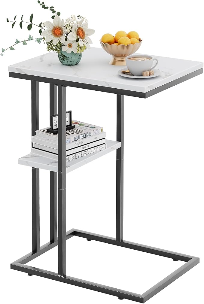 C Shaped End Side Table, Couch Sofa Table by Katrawu