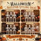 Halloween Skeleton Decorations Indoor 3Pcs Funny Skull Figurines for Mantel Shelf Table Bookshelf Cute Spooky Halloween Decor for Home Office Skeleton Shelf Sitters Halloween Tabletop Decorations - Image 5