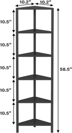 TUTOTAK Corner Shelf, 6-Tier Corner Bookshelf - Image 2