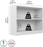 Bush Home Small 2 Shelf Bookcase, 2 Tier Bookshelf Storage Cabinet - Image 3