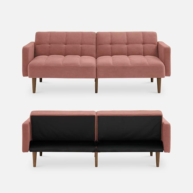 mopio Aaron 76.8" Couch, Small Futon Sofa Bed, Mid Century Modern Futon Couch - Image 9