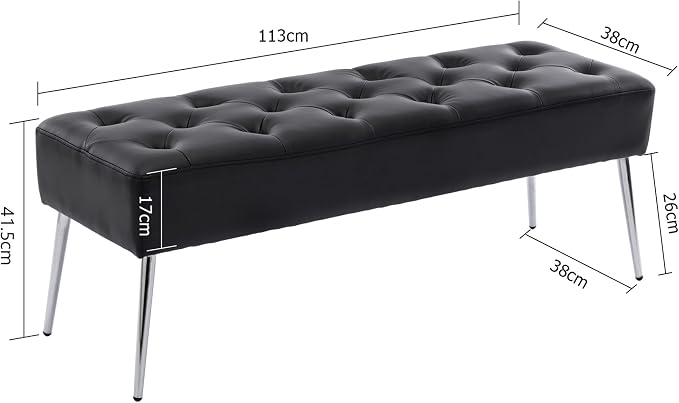 DUHOME Button-Tufted Ottoman Bench, Upholstered Bedroom Benches Footrest Stool - Image 3