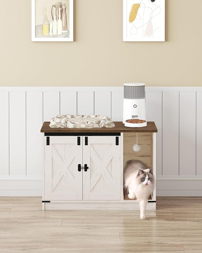 Hzuaneri Cat Litter Box Enclosure, Hidden Litter Box Cabinet Furniture - Image 9