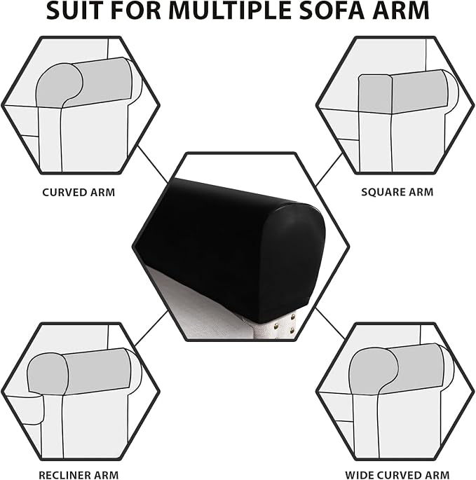 PU Leather Armrest Covers for Sofa Couch Arm Slipcover Set of 2 Stretch - Image 6