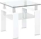 Coaster Home Furnishings Dyer 1-Shelf Square Glass Top Side End Table White by CoasterFineFurniture