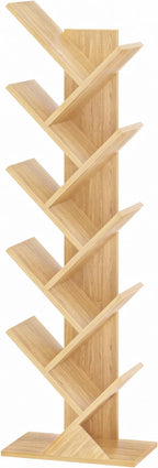 SHEEPAM 10 Tier Tree Book Shelf, Floor Standing Wood Bookshelf by SHEEPAM